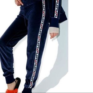 FILA Navy Velour Joggers, LARGE